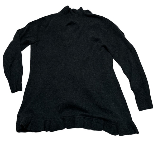 Magaschoni Cashmere Grey Open Sweater Ruffle Trim **Flaw Small Holes size L - Picture 3 of 11